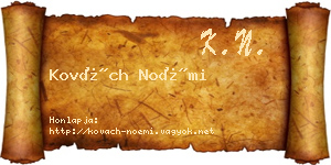 Kovách Noémi névjegykártya